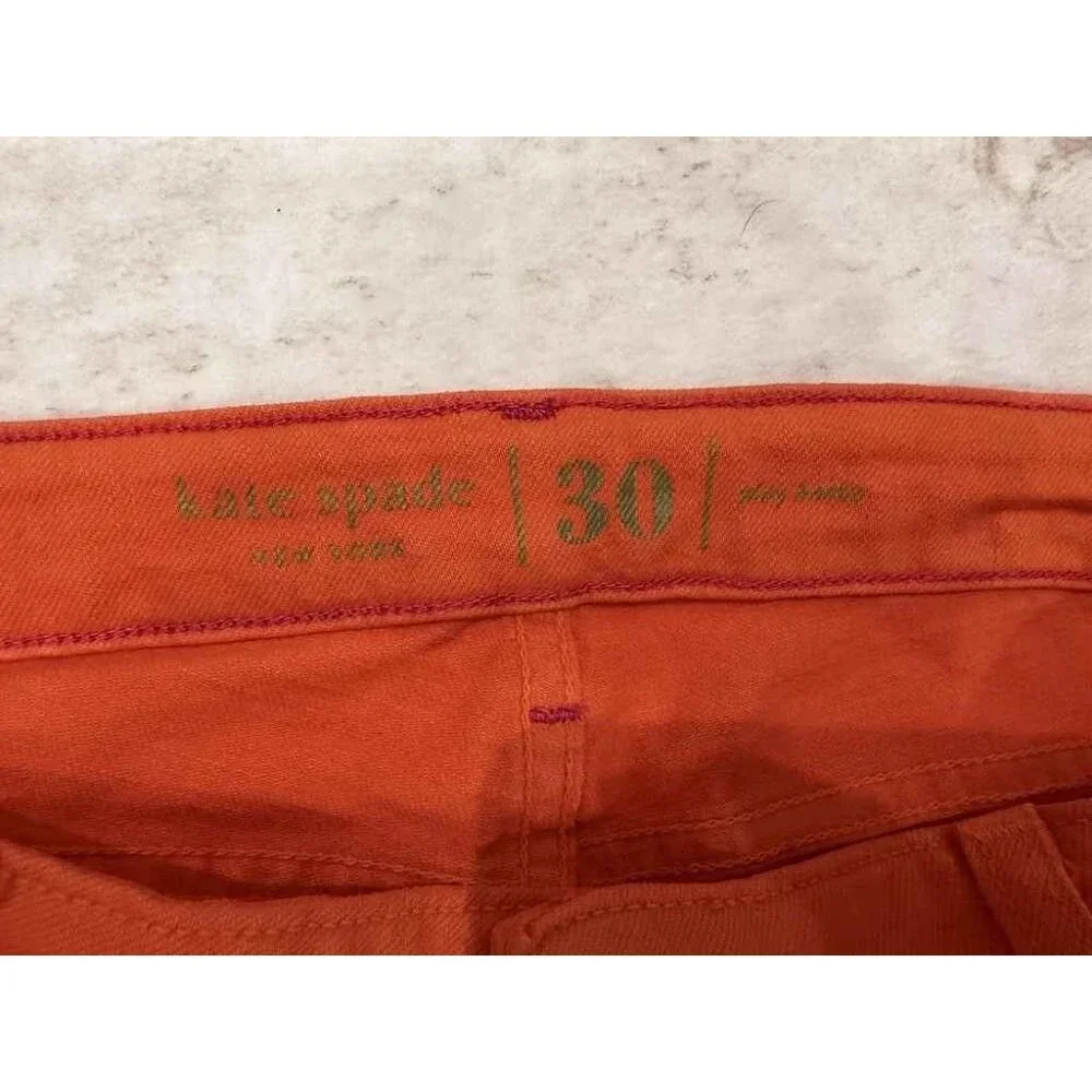 Kate Spade Perry Street Straight Jeans Womens 30 Orange Stretch Made in USA Gold
